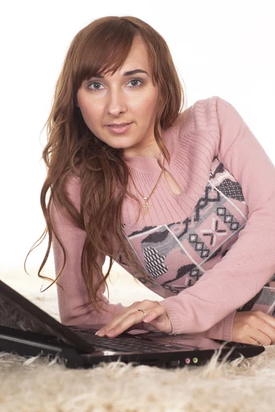 Nice girl with laptop — Stock Photo, Image