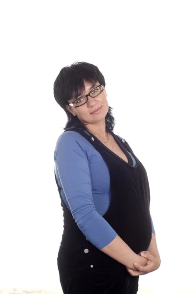 Gravid kvinna med glasögon — Stockfoto