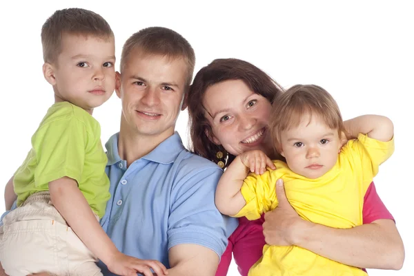 Nette Familie auf weiß — Stockfoto