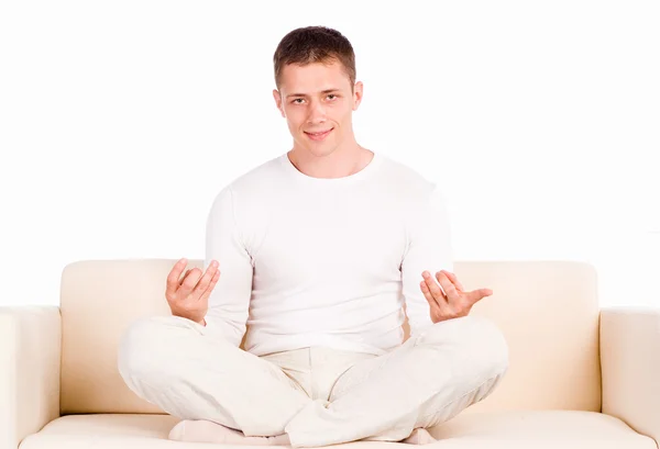 Smart kille mediterar — Stockfoto