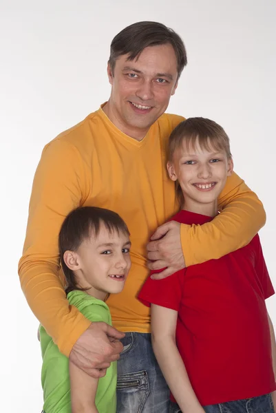 Papá y dos hijos —  Fotos de Stock
