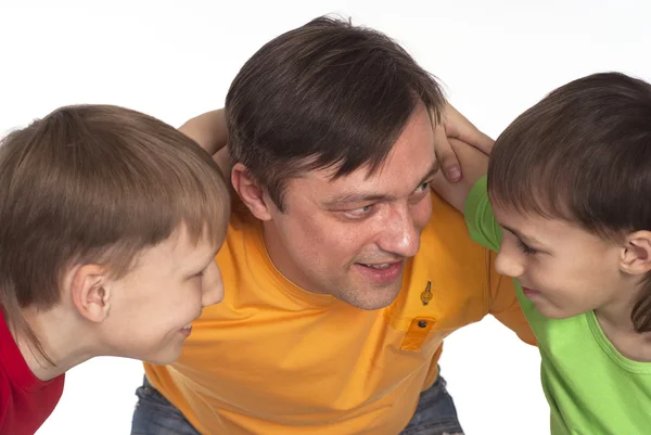 Papá y dos hijos — Foto de Stock