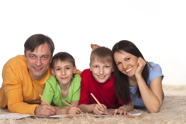 Glad familj ritning — Stockfoto