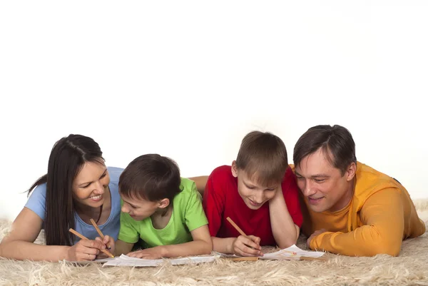 Mutlu aile çizim — Stok fotoğraf