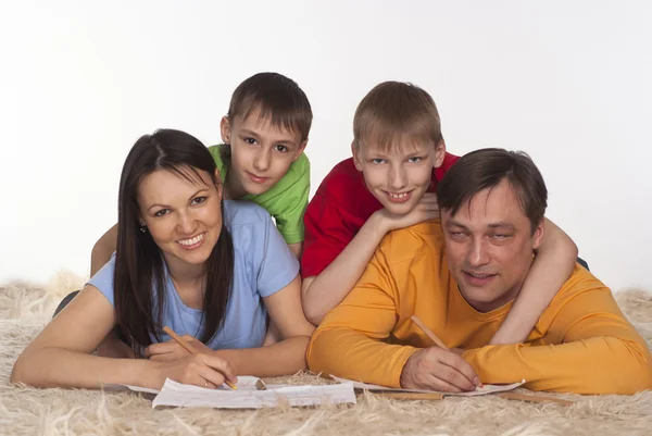Šťastné rodiny kresba — Stock fotografie