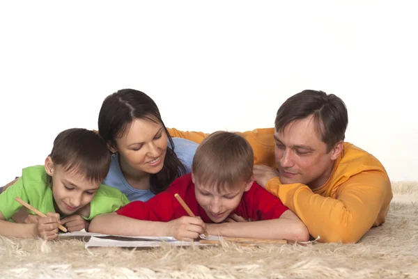 Happy family drawing — Stock Photo, Image