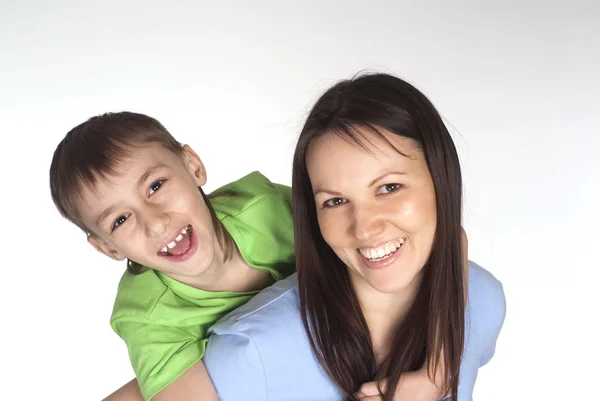 Mom and son smiling — Stock Photo, Image