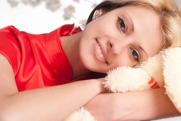Pretty girl with toy — Stock Photo, Image