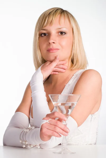 Pretty girl with glass — Stock Photo, Image
