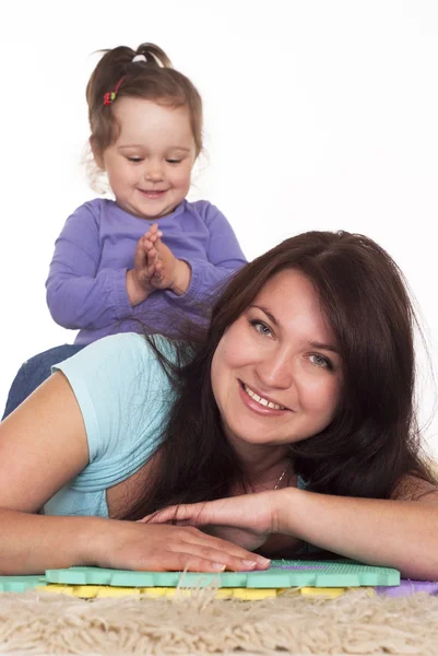 Anya és lánya, fekvő — Stock Fotó