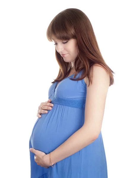 怀孕的女孩站在 — 图库照片
