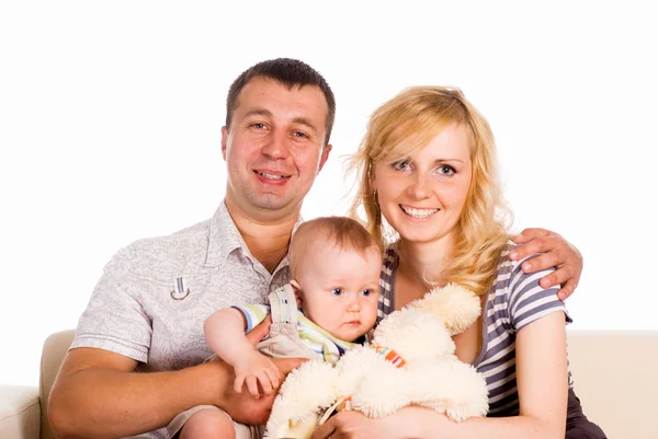 Krásná rodina na bílém pozadí — Stock fotografie