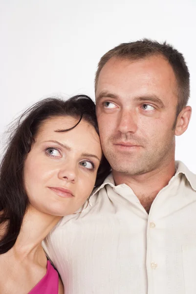 Sympatyczna para na biały — Zdjęcie stockowe