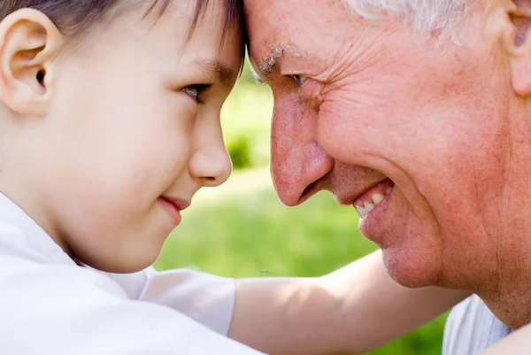 Grandson with grandfather — Stock Photo, Image