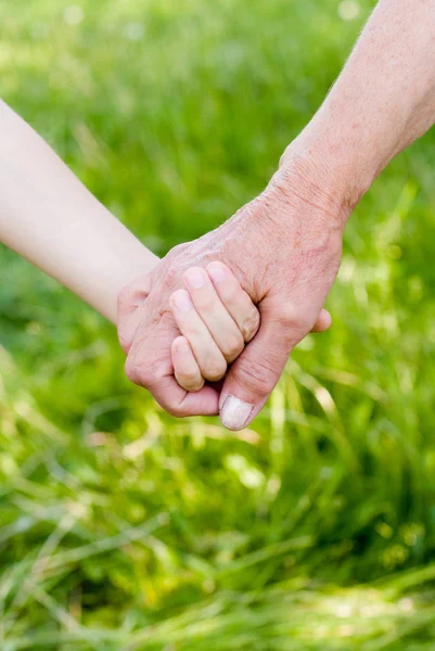 Two hands at nature — Stock Photo, Image