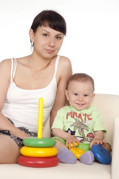 Mom plays with son — Stock Photo, Image