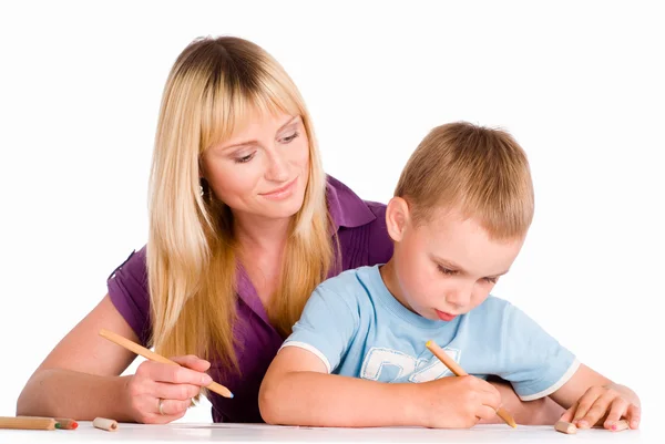 Moeder en zoon tekening — Stockfoto