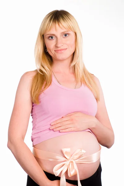 Kobieta w ciąży stałego — Zdjęcie stockowe