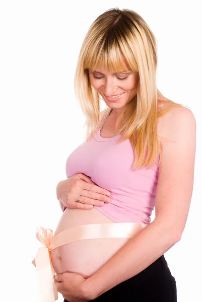 Těhotná žena, která stála — Stock fotografie