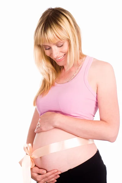 Hamile kadını ayakta — Stok fotoğraf