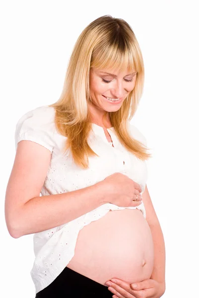 Mujer embarazada de blanco —  Fotos de Stock