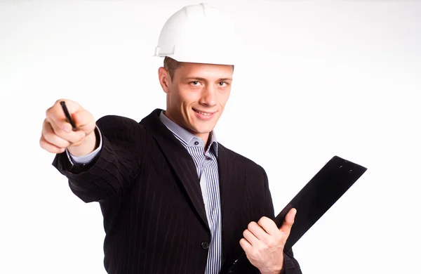 Successful worker in helmet — Stock Photo, Image