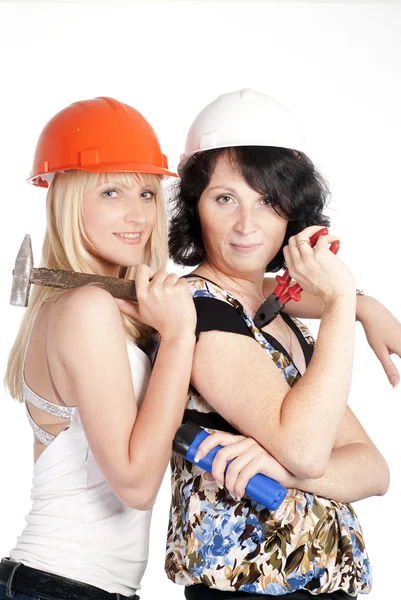 stock image Cute builders on white