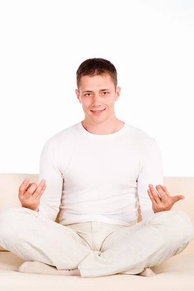 Smart guy meditating — Stock Photo, Image