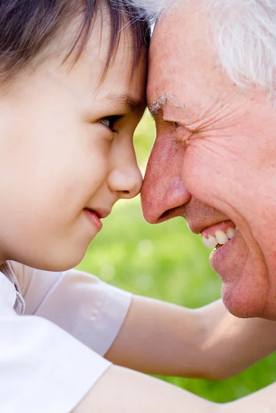 Grandson with grandfather — Stock Photo, Image