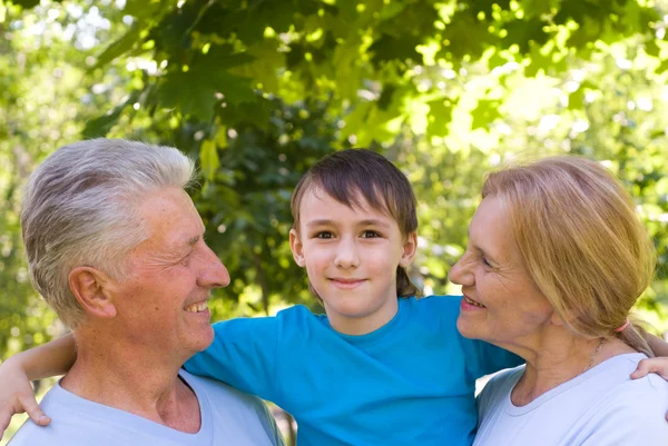Boy with grandparents — Stock Photo, Image