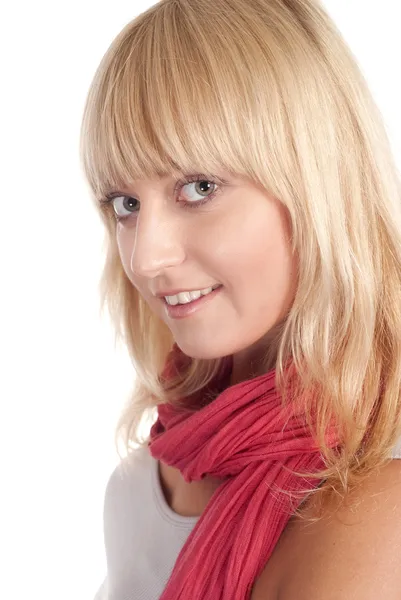 Flicka med rosa halsduk — Stockfoto