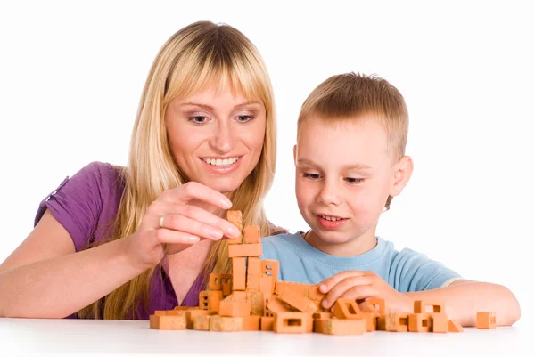 Mom plays with son — Stock Photo, Image