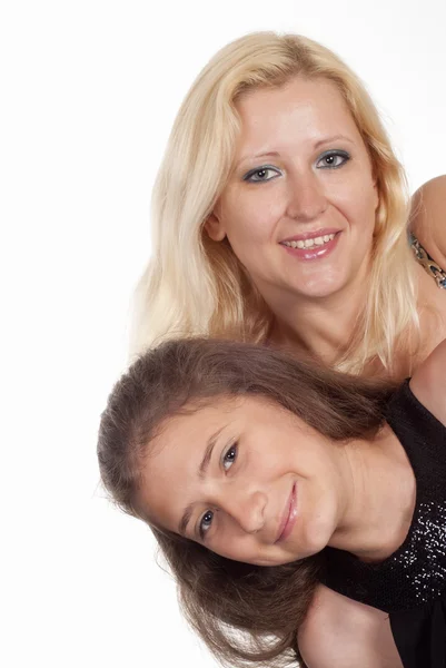 Maminka a dívka na bílém pozadí — Stock fotografie