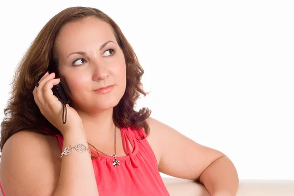 stock image Young woman with phone