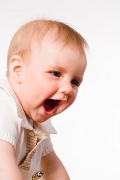 Niño feliz en blanco — Foto de Stock