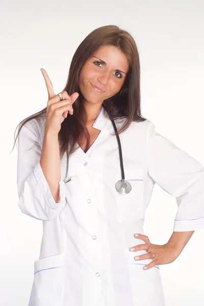 Hübsche Krankenschwester auf weiß — Stockfoto