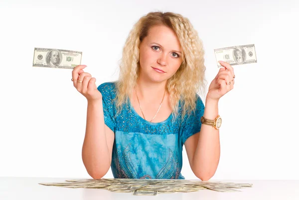 Vrouw met geld — Stockfoto