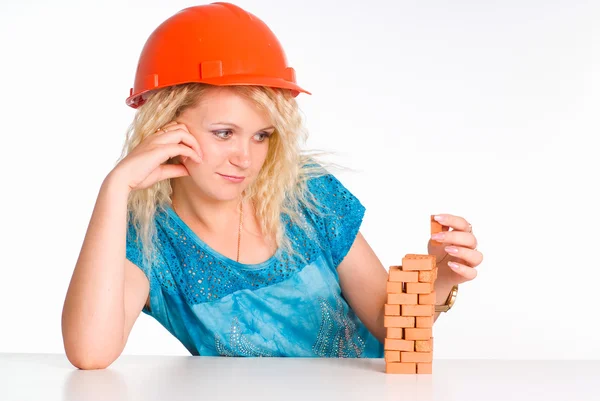 Nice woman constructing — Stock Photo, Image