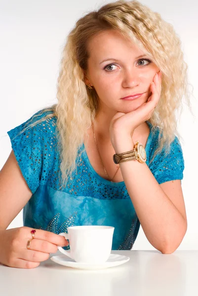 Pretty woman with cup — Stock Photo, Image