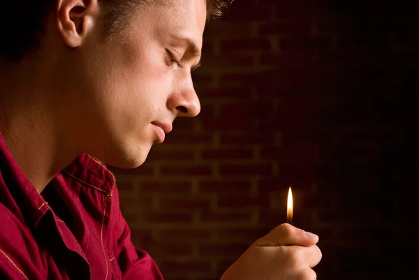 Guy with fire — Stock Photo, Image