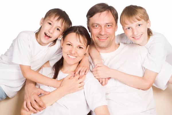 Família de um quatro em branco — Fotografia de Stock