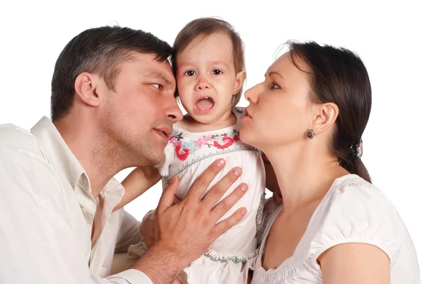 Rodina a plačící dítě — Stock fotografie