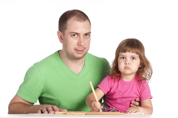 Pai e filha desenho — Fotografia de Stock