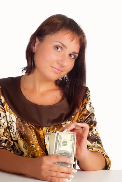Girl and money — Stok fotoğraf