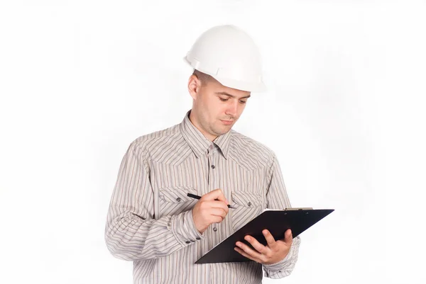 Smart worker on white — Stock Photo, Image
