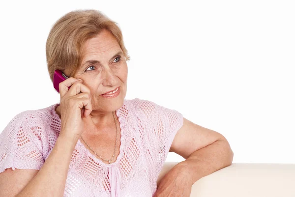 Mulher idosa com telefone — Fotografia de Stock