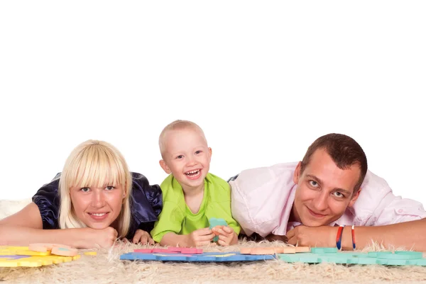카펫에 가족 — 스톡 사진