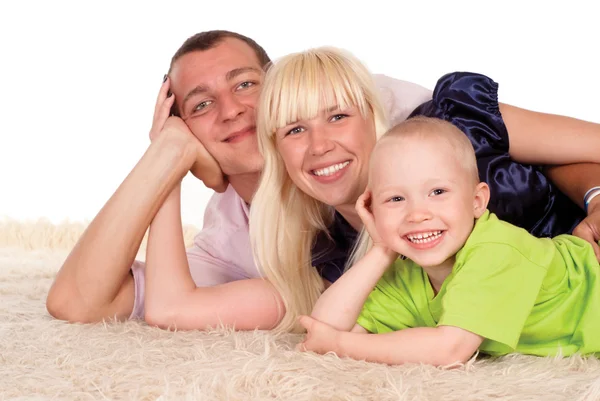 카펫에 가족 — 스톡 사진