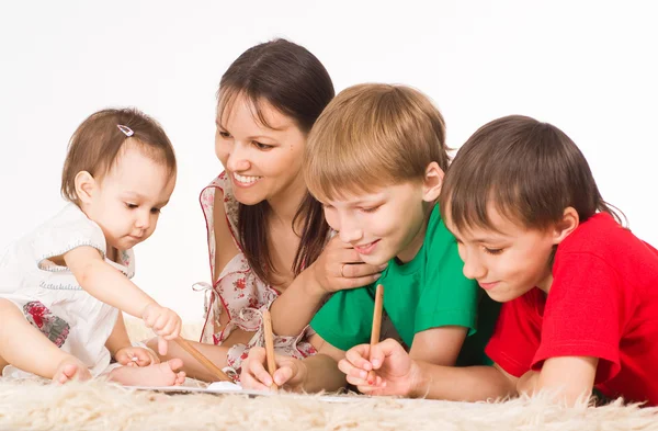 Trevlig familj ritning — Stockfoto
