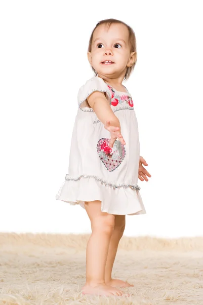 Malá holčička stojany — Stock fotografie
